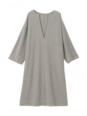 マタニティ ワンピース|深Vネックスリットカットソーワンピース マタニティ・授乳服 【出産後も長く使える】|グレー