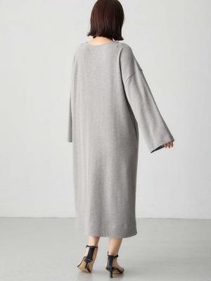 マタニティ ワンピース|深Vネックスリットカットソーワンピース マタニティ・授乳服 【出産後も長く使える】|グレー