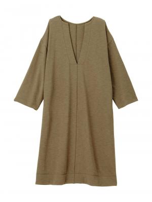 マタニティ ワンピース|深Vネックスリットカットソーワンピース マタニティ・授乳服 【出産後も長く使える】|カーキ