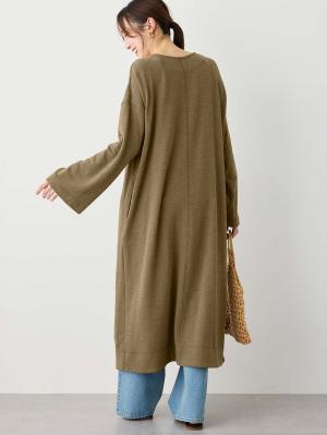 マタニティ ワンピース|深Vネックスリットカットソーワンピース マタニティ・授乳服 【出産後も長く使える】|カーキ