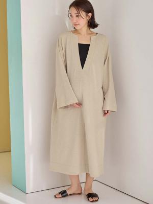 深Vネックスリットカットソーワンピース マタニティ・授乳服 【出産後も長く使える】10522