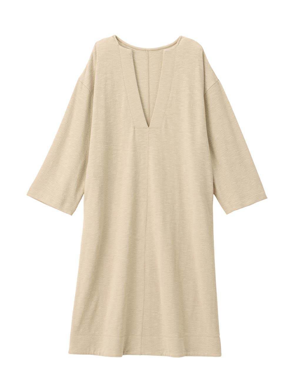 マタニティ ワンピース|深Vネックスリットカットソーワンピース マタニティ・授乳服 【出産後も長く使える】|ライトベージュ