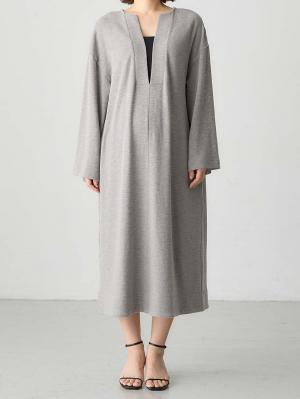 マタニティ ワンピース|深Vネックスリットカットソーワンピース マタニティ・授乳服 【出産後も長く使える】