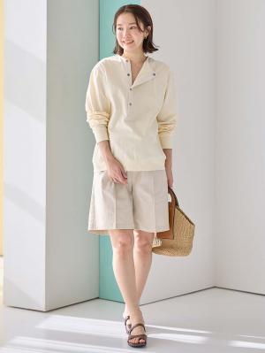 マタニティ トップス|前開きプルオーバー マタニティ・産後【出産後も長く使える】|アイボリー