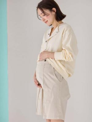 マタニティ トップス|前開きプルオーバー マタニティ・産後【出産後も長く使える】|アイボリー