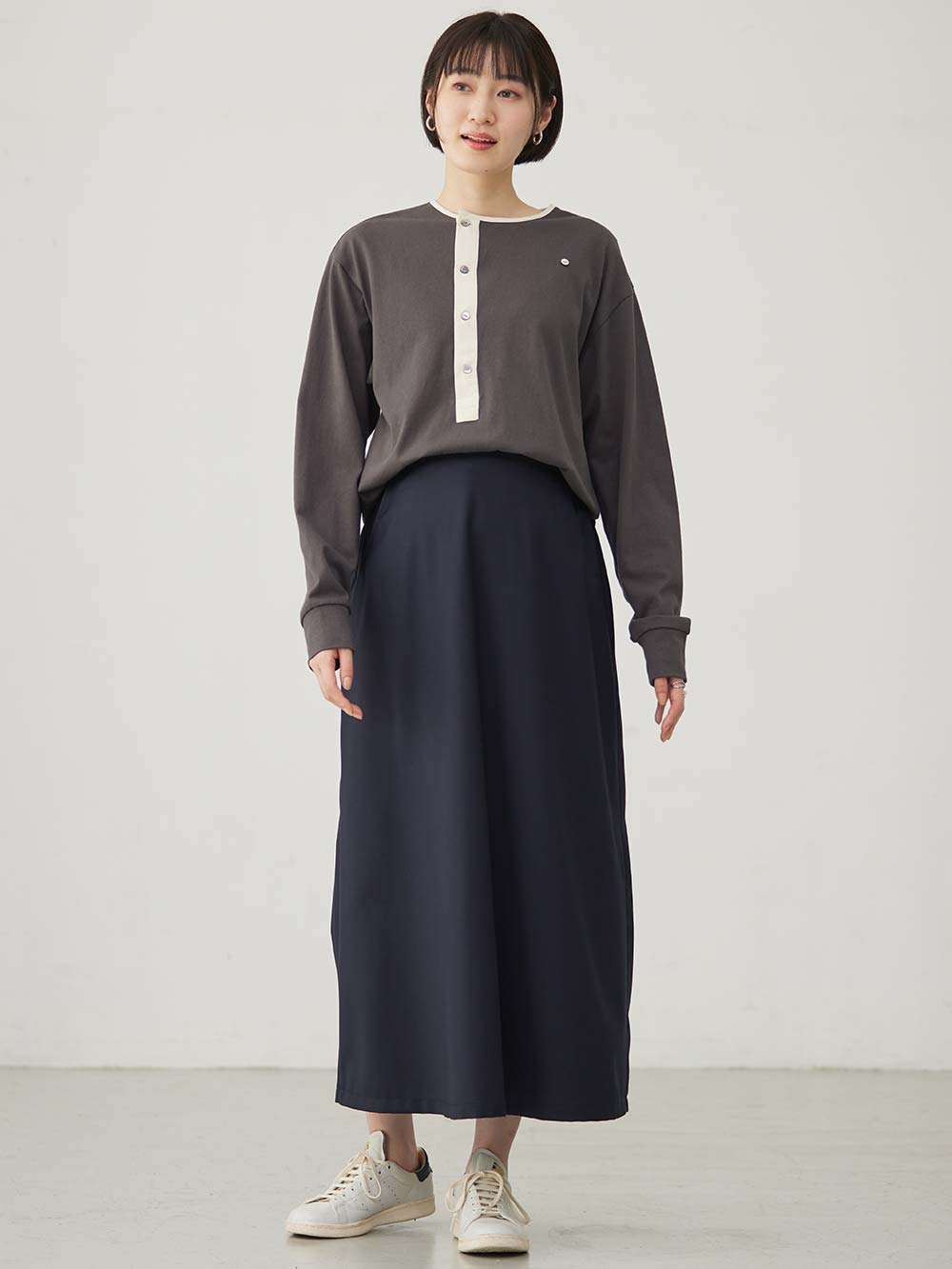 マタニティ トップス|前開きプルオーバー マタニティ・産後【出産後も長く使える】|ダークグレー