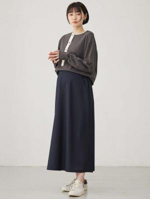 マタニティ トップス|前開きプルオーバー マタニティ・産後【出産後も長く使える】|ダークグレー