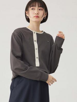 マタニティ トップス|前開きプルオーバー マタニティ・産後【出産後も長く使える】|ダークグレー