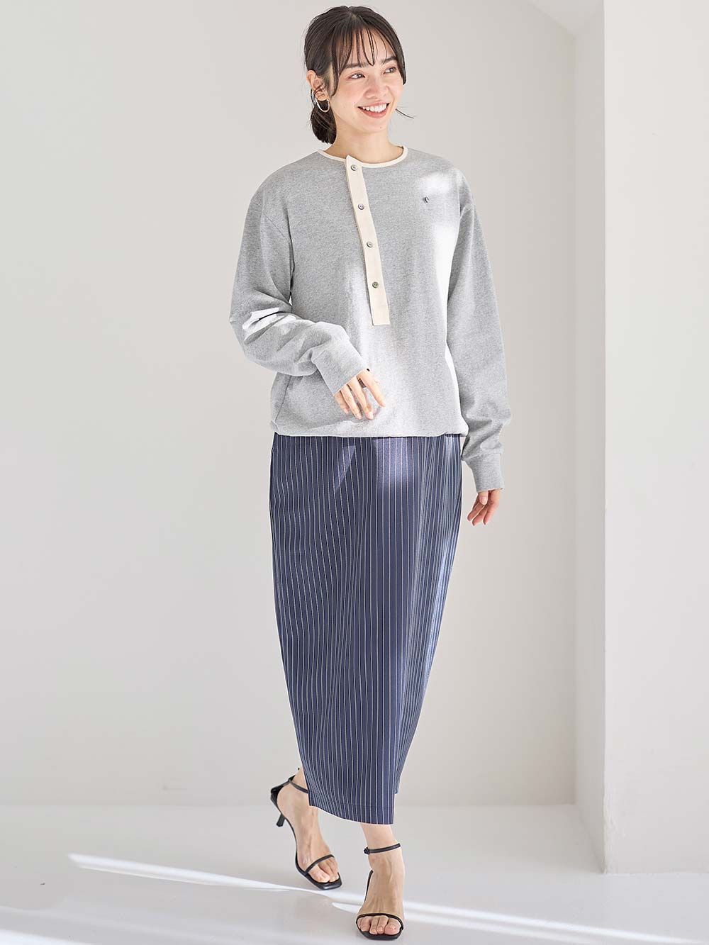 マタニティ トップス|前開きプルオーバー マタニティ・産後【出産後も長く使える】|杢グレー