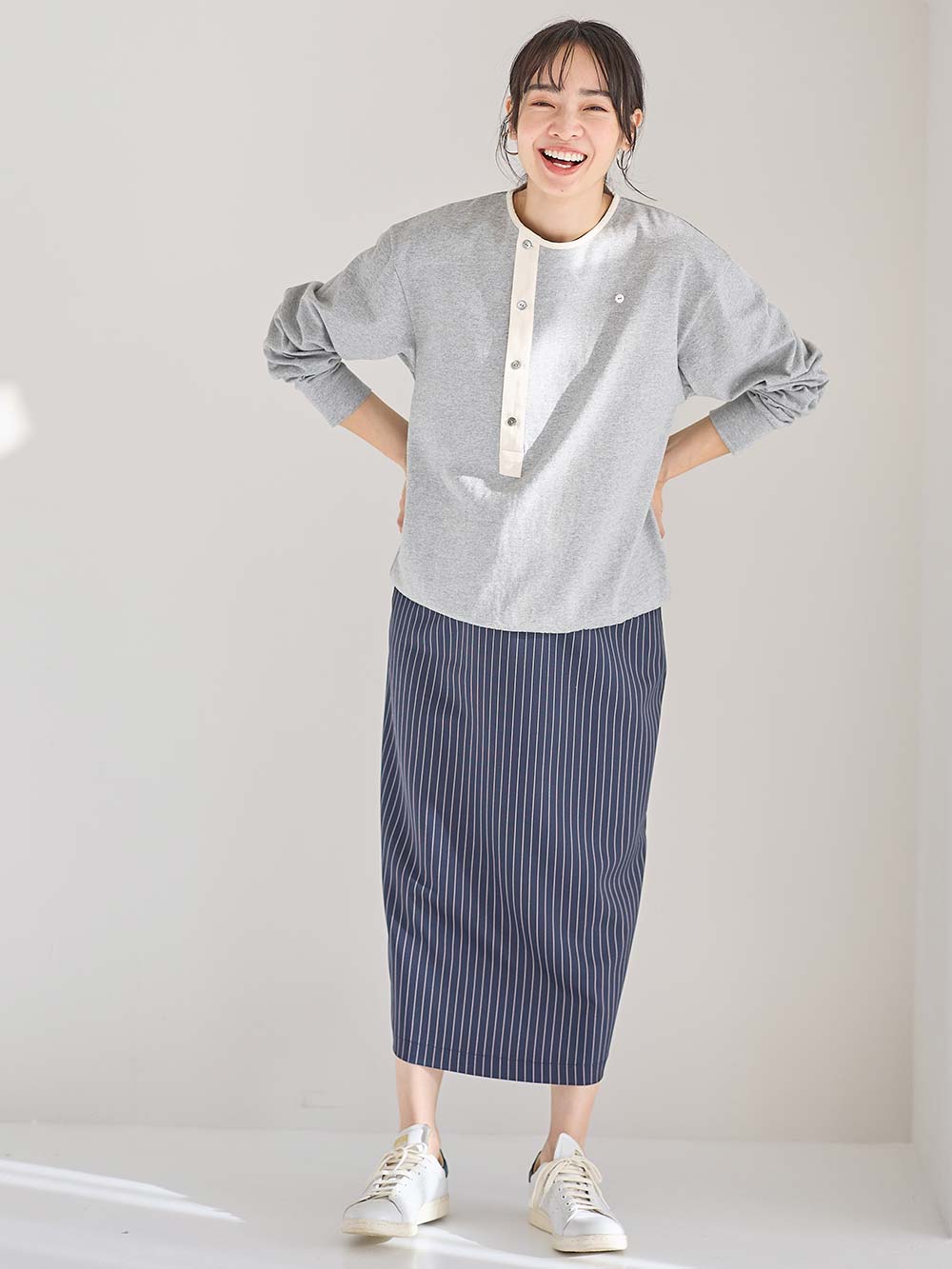 マタニティ トップス|前開きプルオーバー マタニティ・産後【出産後も長く使える】|杢グレー