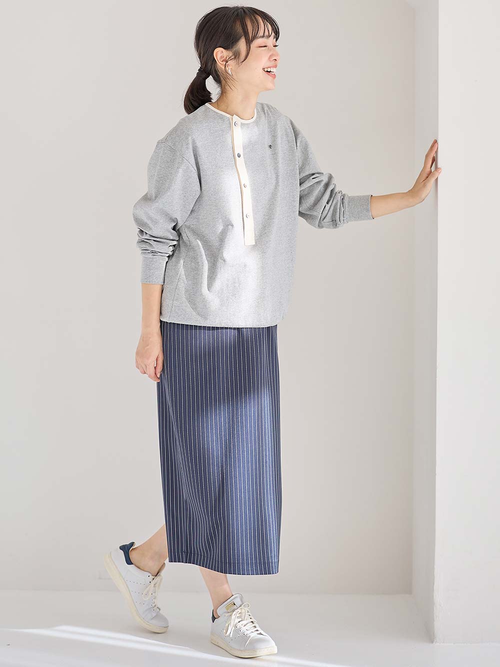 マタニティ トップス|前開きプルオーバー マタニティ・産後【出産後も長く使える】|杢グレー