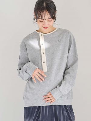 マタニティ トップス|前開きプルオーバー マタニティ・産後【出産後も長く使える】|杢グレー