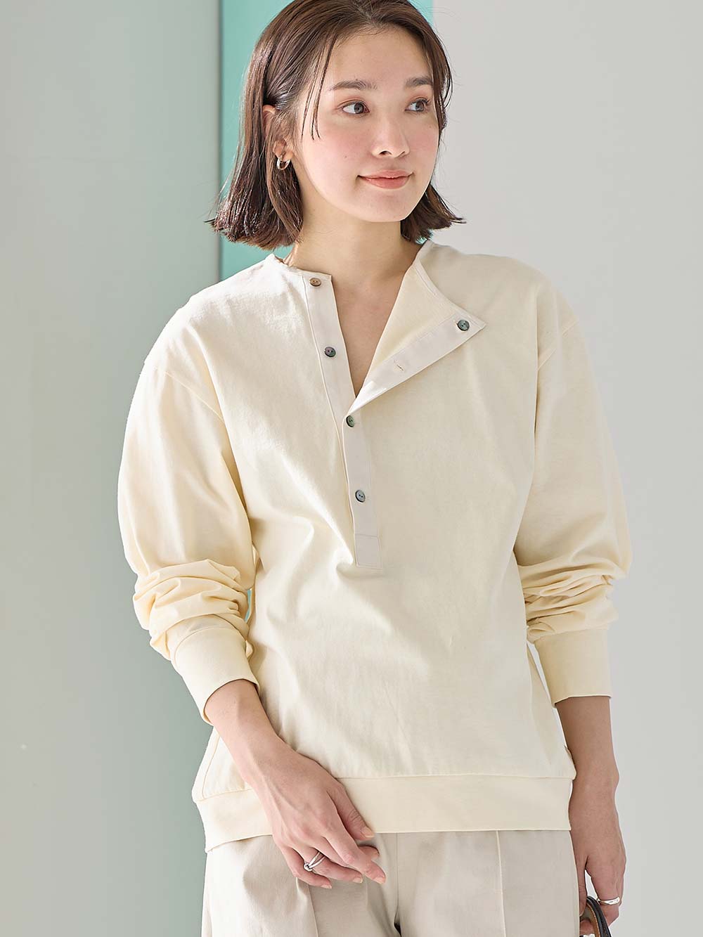 マタニティ トップス|前開きプルオーバー マタニティ・産後【出産後も長く使える】