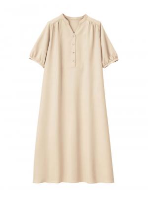 マタニティ ワンピース|フロントギャザーワンピース マタニティ・授乳服 【出産後も長く使える】|ライトベージュ