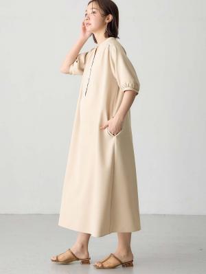 マタニティ ワンピース|フロントギャザーワンピース マタニティ・授乳服 【出産後も長く使える】|ライトベージュ