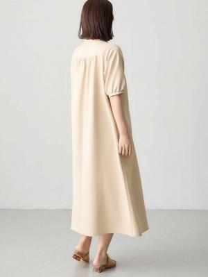 マタニティ ワンピース|フロントギャザーワンピース マタニティ・授乳服 【出産後も長く使える】|ライトベージュ