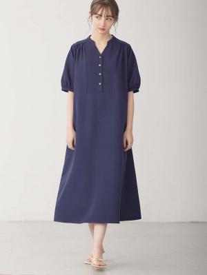 マタニティ ワンピース|フロントギャザーワンピース マタニティ・授乳服 【出産後も長く使える】|ネイビー