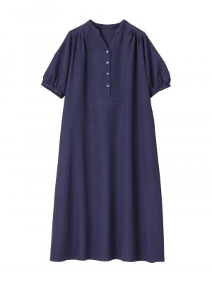 マタニティ ワンピース|フロントギャザーワンピース マタニティ・授乳服 【出産後も長く使える】|ネイビー