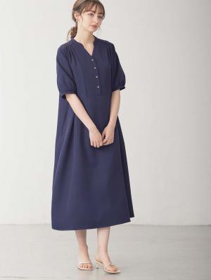 マタニティ ワンピース|フロントギャザーワンピース マタニティ・授乳服 【出産後も長く使える】|ネイビー