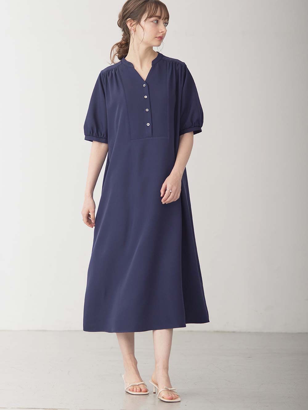 フロントギャザーワンピース マタニティ・授乳服 【出産後も長く