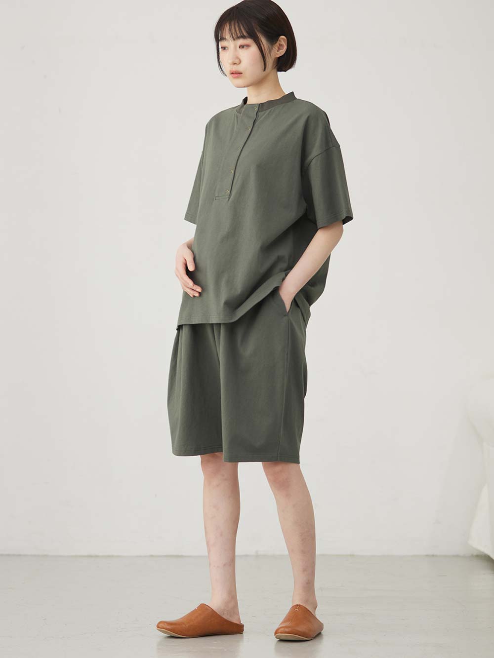 マタニティ パジャマ・ルームウェア|カットソーパジャマ3点セット マタニティ・授乳服 【出産後も長く使える】|モスグレー