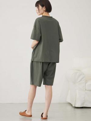 マタニティ パジャマ・ルームウェア|カットソーパジャマ3点セット マタニティ・授乳服 【出産後も長く使える】|モスグレー