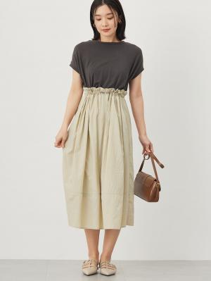 マタニティ ワンピース|授乳がらくちんなドッキングワンピース　マタニティ・授乳服【出産後も長く使える】Rosemadame（ローズマダム）|ベージュ