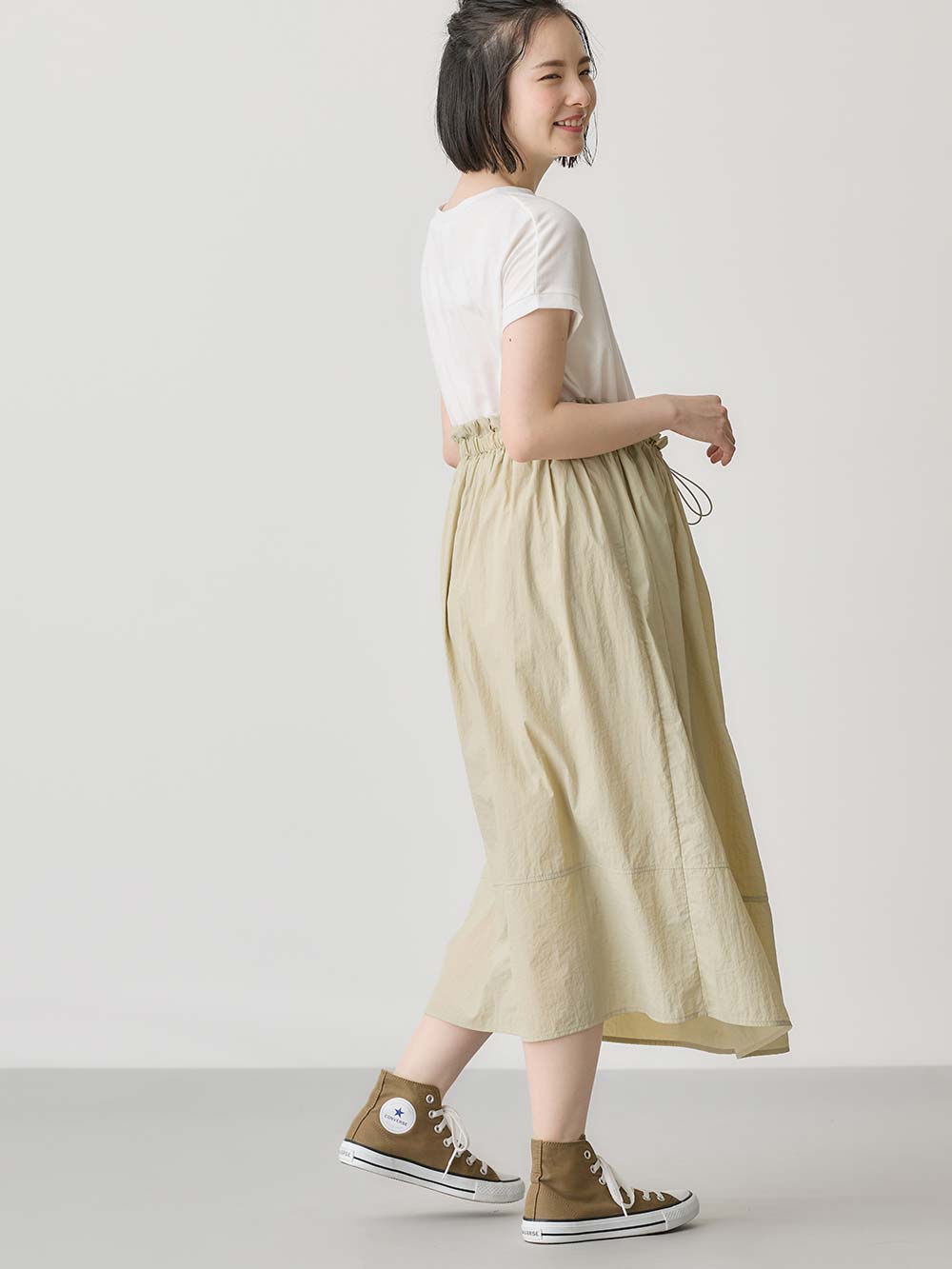 マタニティ ワンピース|授乳がらくちんなドッキングワンピース　マタニティ・授乳服【出産後も長く使える】Rosemadame（ローズマダム）|ベージュ×オフ