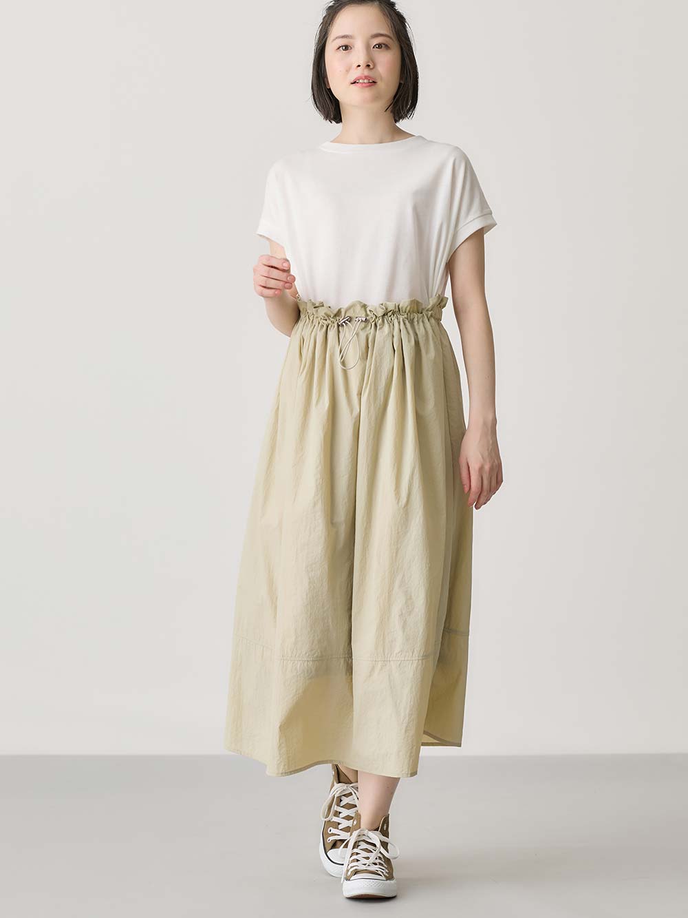 マタニティ ワンピース|授乳がらくちんなドッキングワンピース　マタニティ・授乳服【出産後も長く使える】Rosemadame（ローズマダム）|ベージュ×オフ