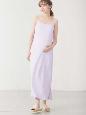 マタニティ ワンピース|【セット】シアーシャツ×授乳がらくちんなキャミワンピース　マタニティ・授乳服【出産後も長く使える】Rosemadame（ローズマダム）|アイボリー×ラベンダー