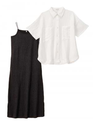 【セット】シアーシャツ×授乳がらくちんなキャミワンピース　マタニティ・授乳服【出産後も長く使える】Rosemadame（ローズマダム） 10527