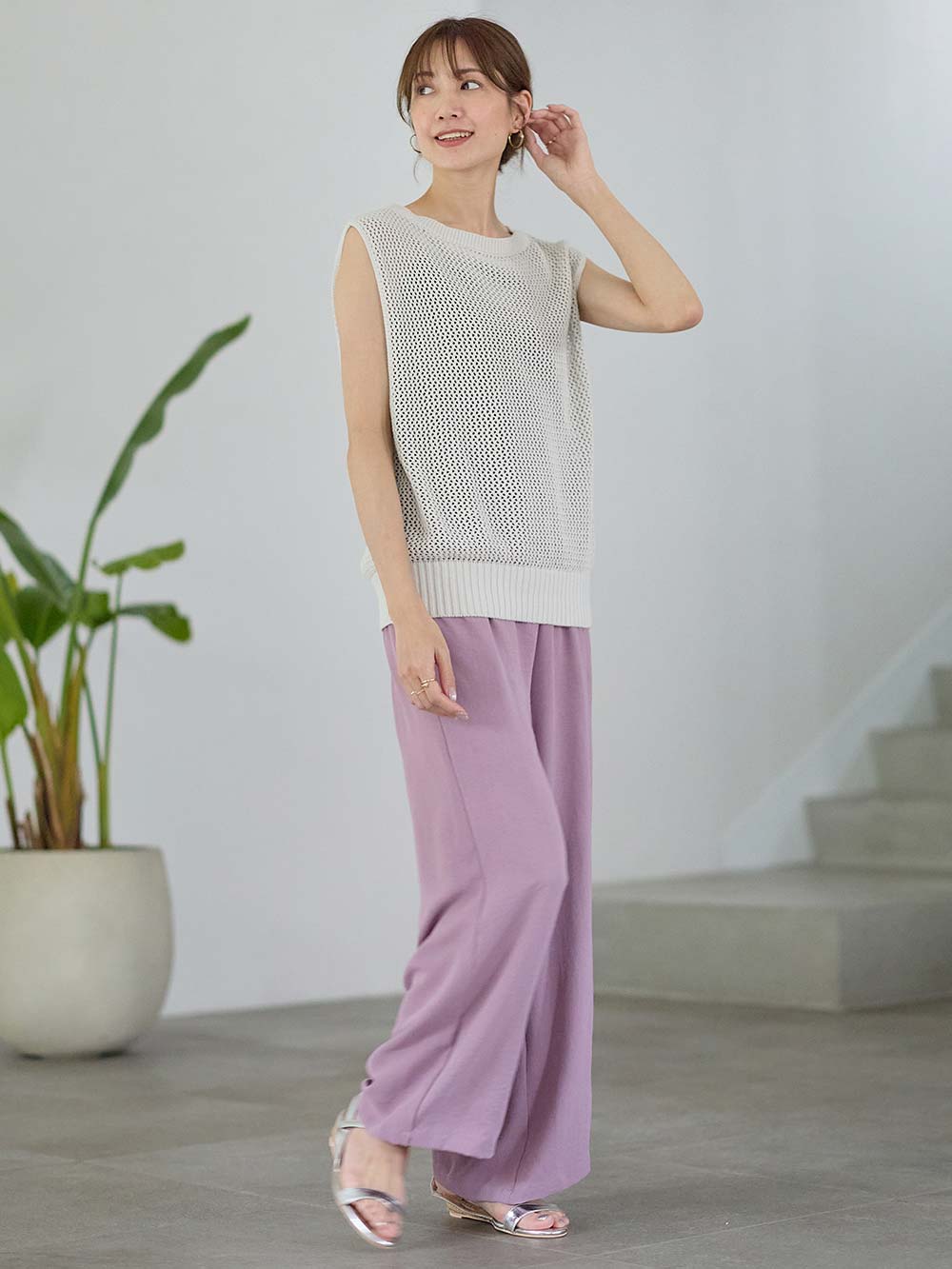 マタニティ パンツ|接触冷感ラクにはけるストレートパンツ マタニティ・産後 Rosemadame(ローズマダム)|パープル