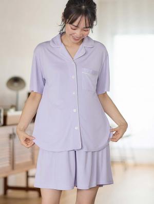 接触冷感天竺衿付きパジャマ　マタニティ・授乳パジャマ　【出産後も長く使える】Rosemadame（ローズマダム）10529