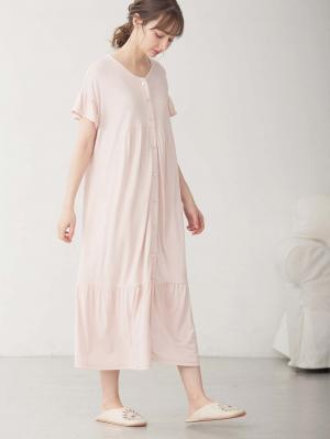 マタニティ パジャマ・ルームウェア|接触冷感天竺フリル袖ネグリジェ　マタニティ・授乳パジャマ　【出産後も長く使える】Rosemadame（ローズマダム）|オレンジ