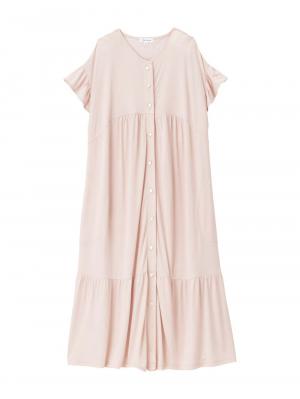 マタニティ パジャマ・ルームウェア|接触冷感天竺フリル袖ネグリジェ　マタニティ・授乳パジャマ　【出産後も長く使える】Rosemadame（ローズマダム）|オレンジ