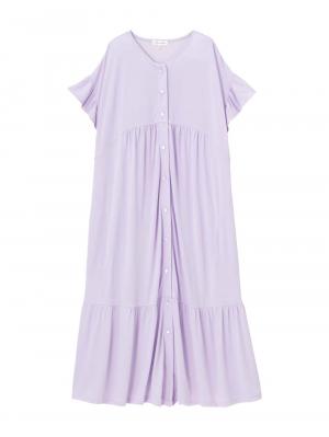 マタニティ パジャマ・ルームウェア|接触冷感天竺フリル袖ネグリジェ　マタニティ・授乳パジャマ　【出産後も長く使える】Rosemadame（ローズマダム）|ラベンダー