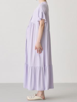 マタニティ パジャマ・ルームウェア|接触冷感天竺フリル袖ネグリジェ　マタニティ・授乳パジャマ　【出産後も長く使える】Rosemadame（ローズマダム）