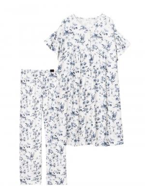 マタニティ パジャマ・ルームウェア|接触冷感天竺レトロ花柄フリル袖パジャマ　マタニティ・授乳パジャマ　【出産後も長く使える】Rosemadame（ローズマダム）|オフ