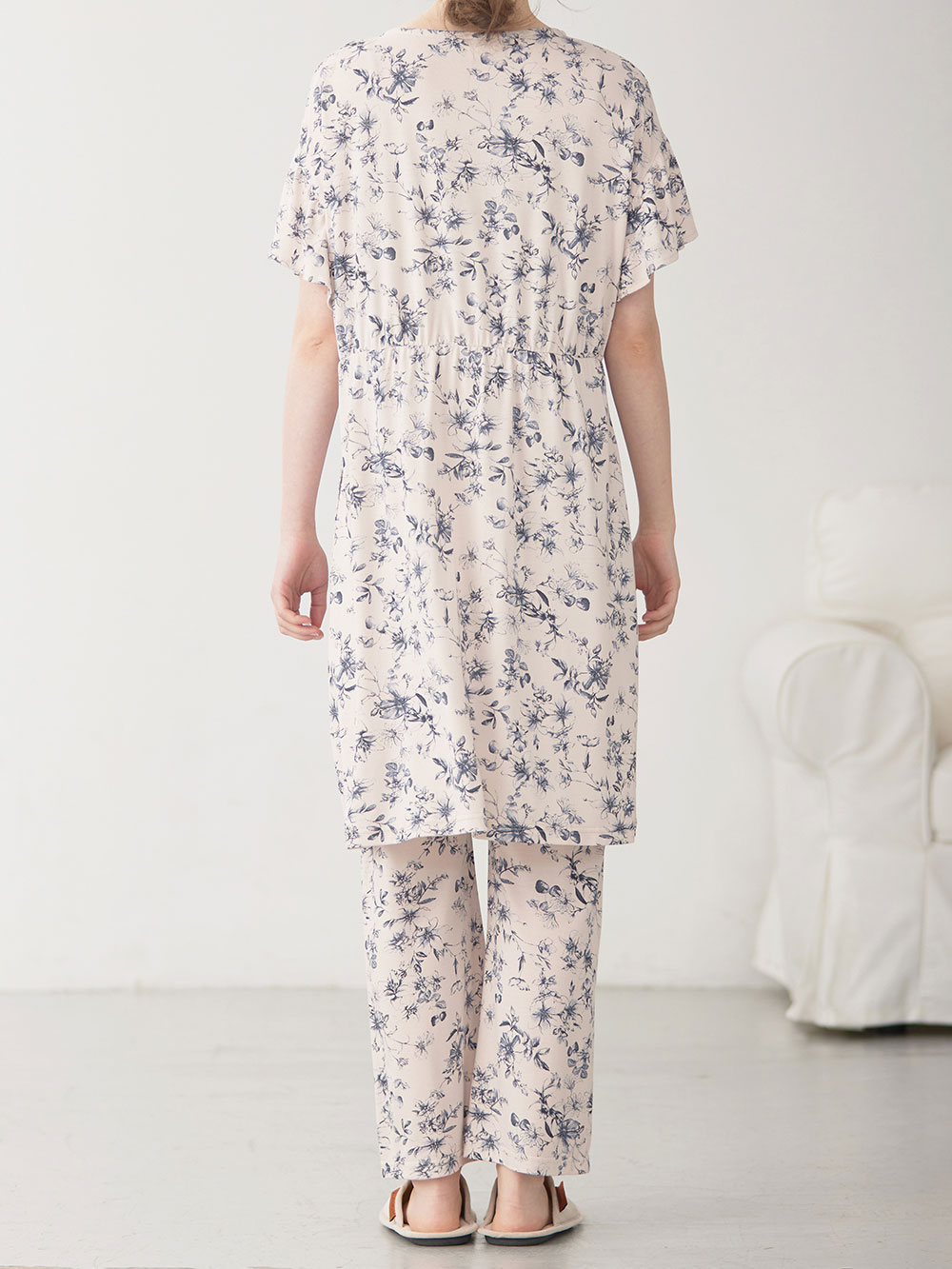 マタニティ パジャマ・ルームウェア|接触冷感天竺レトロ花柄フリル袖パジャマ　マタニティ・授乳パジャマ　【出産後も長く使える】Rosemadame（ローズマダム）