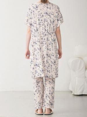 マタニティ パジャマ・ルームウェア|接触冷感天竺レトロ花柄フリル袖パジャマ　マタニティ・授乳パジャマ　【出産後も長く使える】Rosemadame（ローズマダム）