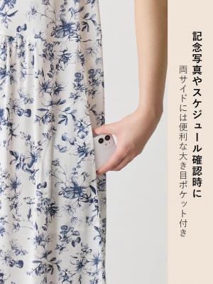 マタニティ パジャマ・ルームウェア|接触冷感天竺レトロ花柄ショルダーリボンネグリジェ　マタニティ・授乳パジャマ　【出産後も長く使える】Rosemadame（ローズマダム）