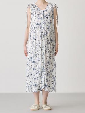 マタニティ パジャマ・ルームウェア|接触冷感天竺レトロ花柄ショルダーリボンネグリジェ　マタニティ・授乳パジャマ　【出産後も長く使える】Rosemadame（ローズマダム）