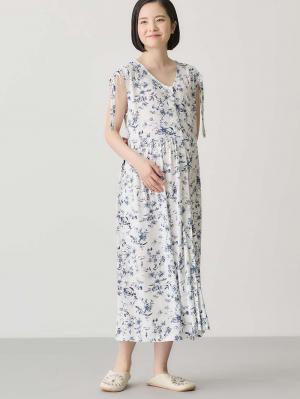 マタニティ パジャマ・ルームウェア|接触冷感天竺レトロ花柄ショルダーリボンネグリジェ　マタニティ・授乳パジャマ　【出産後も長く使える】Rosemadame（ローズマダム）