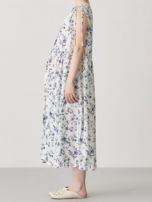 マタニティ パジャマ・ルームウェア|接触冷感天竺レトロ花柄ショルダーリボンネグリジェ　マタニティ・授乳パジャマ　【出産後も長く使える】Rosemadame（ローズマダム）