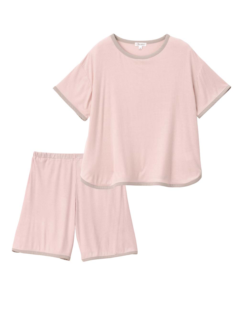 マタニティ パジャマ・ルームウェア|テレコバイカラー使いルームウェア　マタニティ・授乳パジャマ　【出産後も長く使える】|ピンク