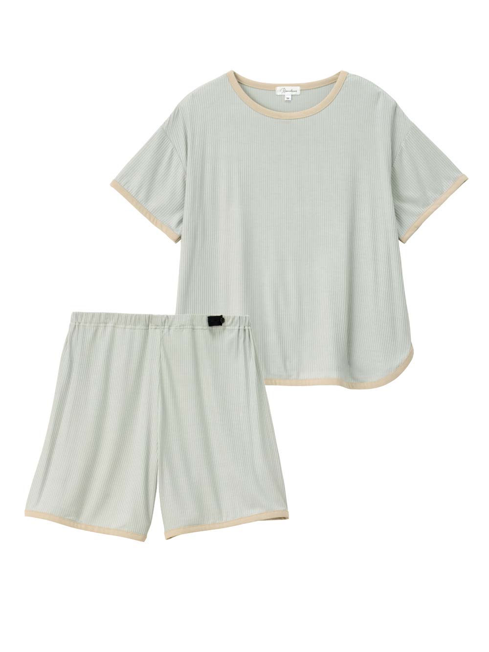 マタニティ パジャマ・ルームウェア|テレコバイカラー使いルームウェア　マタニティ・授乳パジャマ　【出産後も長く使える】|ライトグリーン