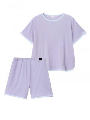 マタニティ パジャマ・ルームウェア|テレコバイカラー使いルームウェア　マタニティ・授乳パジャマ　【出産後も長く使える】|ラベンダー