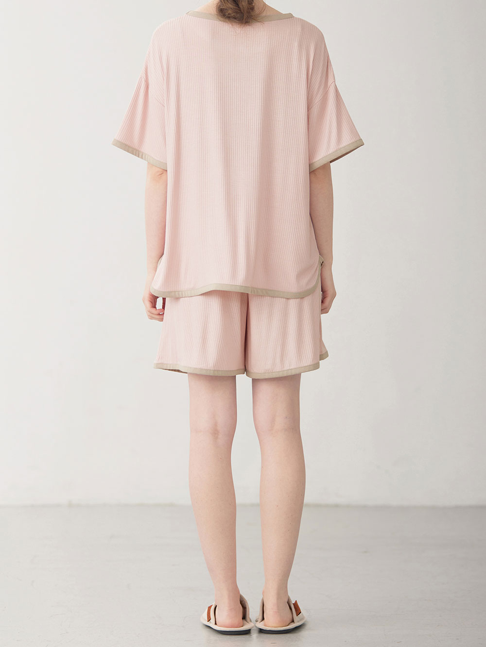 マタニティ パジャマ・ルームウェア|テレコバイカラー使いルームウェア　マタニティ・授乳パジャマ　【出産後も長く使える】