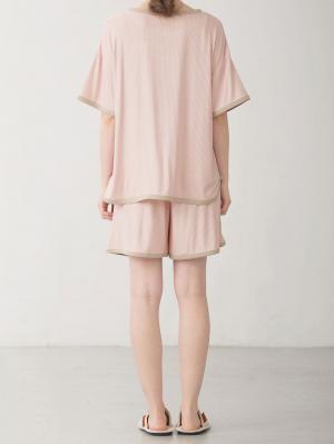 マタニティ パジャマ・ルームウェア|テレコバイカラー使いルームウェア　マタニティ・授乳パジャマ　【出産後も長く使える】