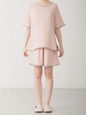 マタニティ パジャマ・ルームウェア|テレコバイカラー使いルームウェア　マタニティ・授乳パジャマ　【出産後も長く使える】